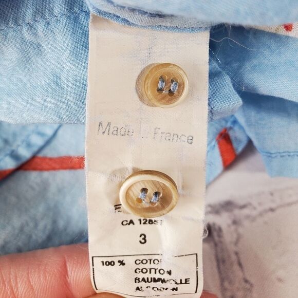 🔺️New Man Blue Floral Button Long Sleeve Shirt Men's Small - Picture 9 of 11